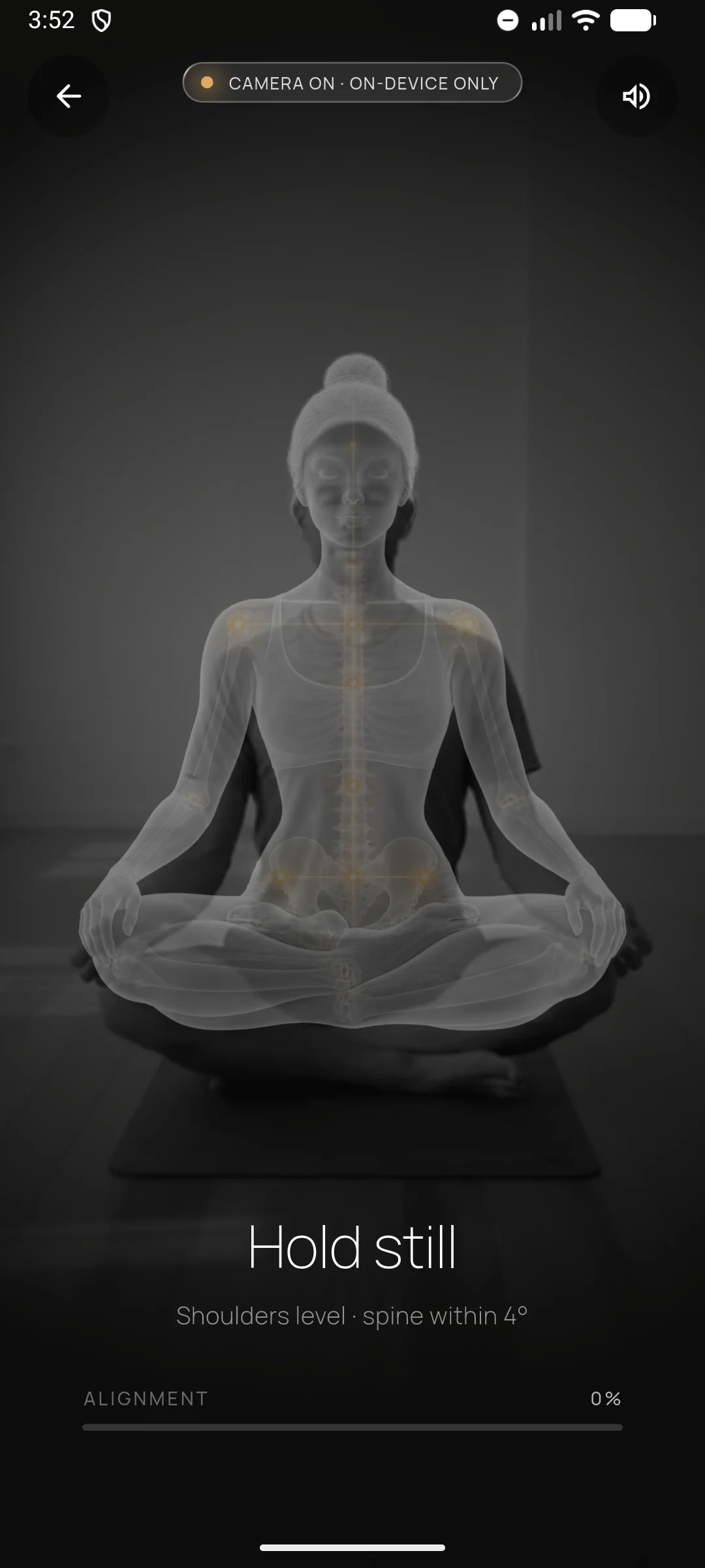 Android meditation app preparing its on-device camera and alignment check